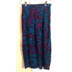 Career Guild Womens A Line Skirt Multicolor Floral Midi Pleats Retro USA 12